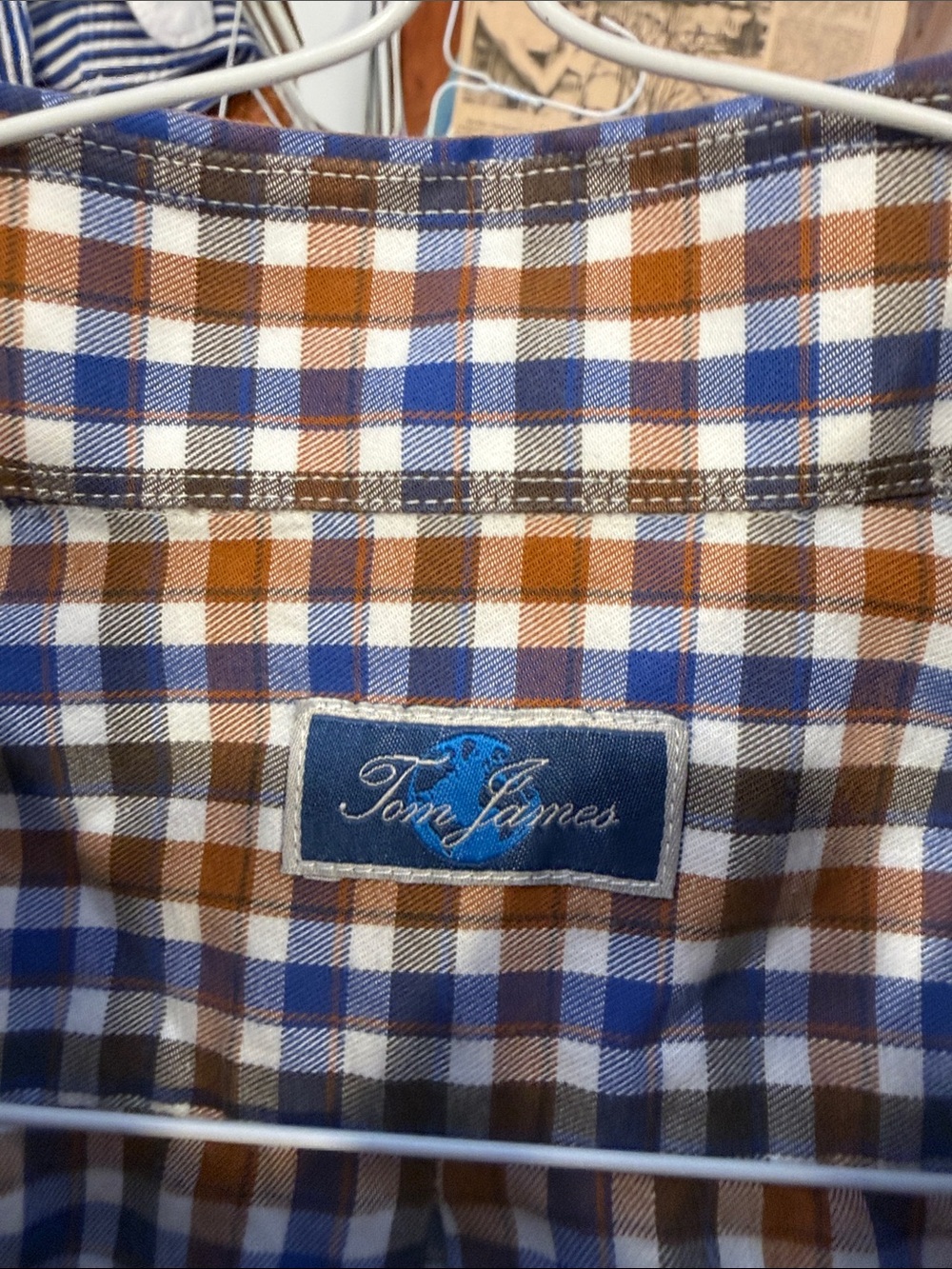 Tom James Men's Casual Plaid Button-Down Shirt - Blue & Brown